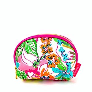 Lilly Pulitzer Target Pink Floral Travel Clutch Makeup Nosey Posey Bag Zippered